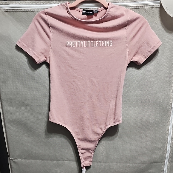 PrettyLittleThing Tops - PrettyLittleThing Blush Pink Short Sleeve Bodysuit